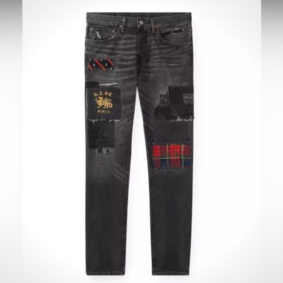 Polo Ralph Lauren Sullivan Slim Repaired Distressed Patchwork Jeans NWT - Picture 1 of 2
